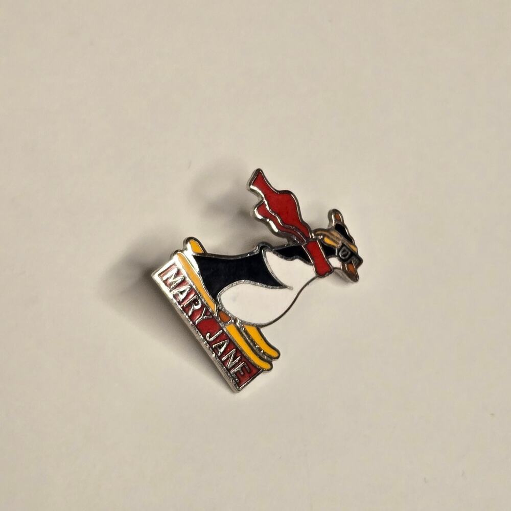 VTG Winter Park Mary Jane Colorado Ski Resort Enamel Lapel Pin Skiing Penguin